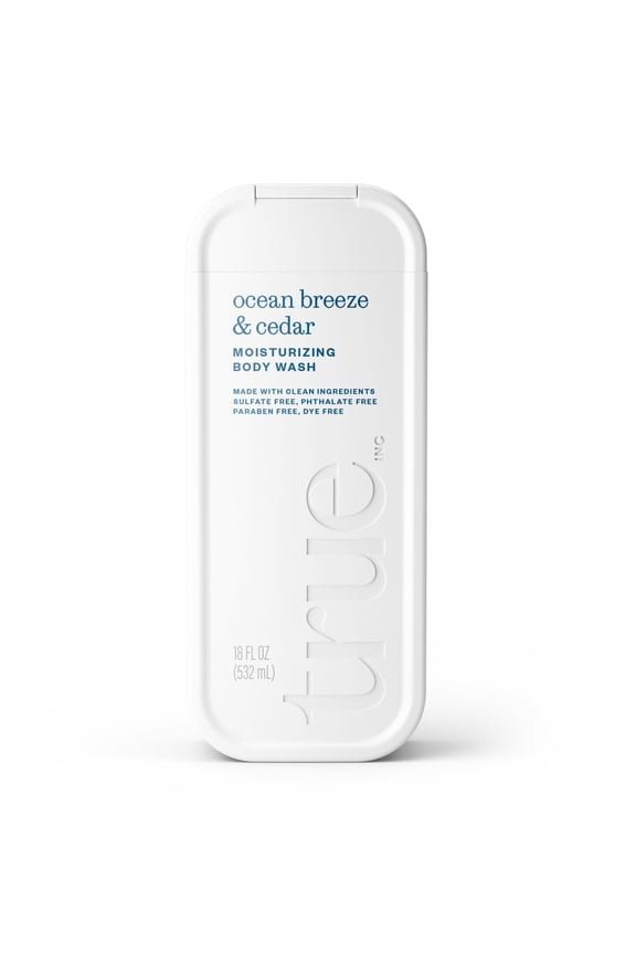 True Ocean Breeze & Cedar Body Wash, Sulfate-Free, Moisturizing and Hydrating Formula for Women & Men, 18 fl oz