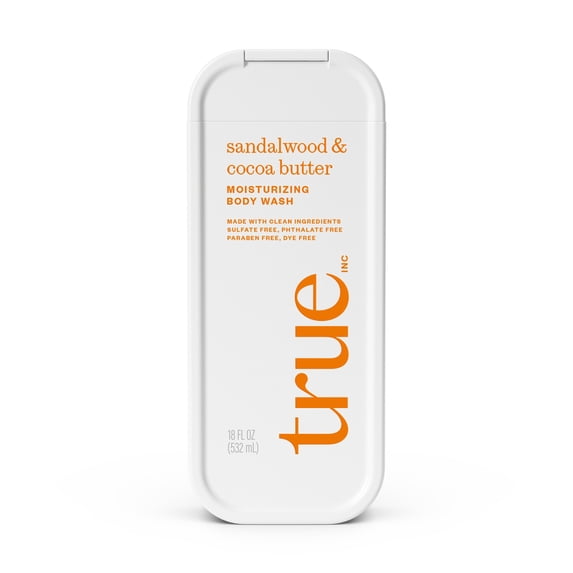 True Sandalwood & Cocoa Body Wash, Sulfate-Free, Moisturizing and Hydrating Formula for Women & Men, 18 fl oz