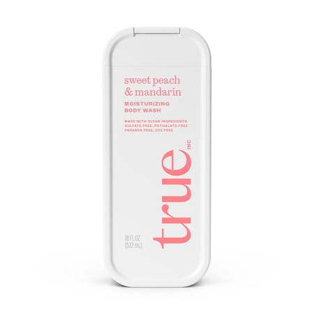 True Sweet Peach & Mandarin Body Wash, Sulfate-Free, Moisturizing and Hydrating Formula for Women & Men, 18 fl oz