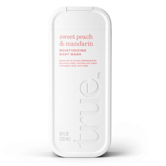 True Sweet Peach & Mandarin Body Wash, Sulfate-Free, Moisturizing and Hydrating Formula for Women & Men, 18 fl oz