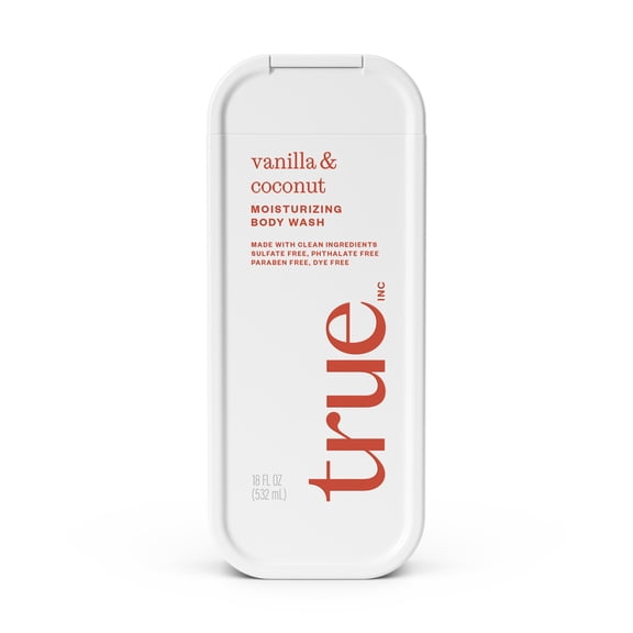 True Vanilla & Coconut Body Wash, Sulfate-Free, Moisturizing and Hydrating Formula for Women & Men, 18 fl oz