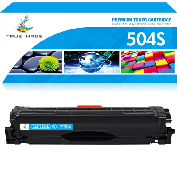 True Image 1-Pack Compatible Toner Cartridge for Samsung CLT-C504S CLT-504S Work with CLP-145NW CLX-4195FN CLX-4195FW SL-C1810W SL-C1860FW Printer (Cyan)
