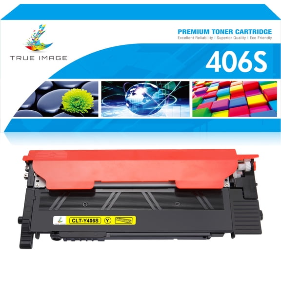 True Image 1-Pack Compatible Toner Cartridge for Samsung CLT-Y406S 406S Work with CLP-360 CLX-3300 CLX-3305FW CLX-3306W CLX-3306FN Xpress C460W C410W Printer (Yellow)