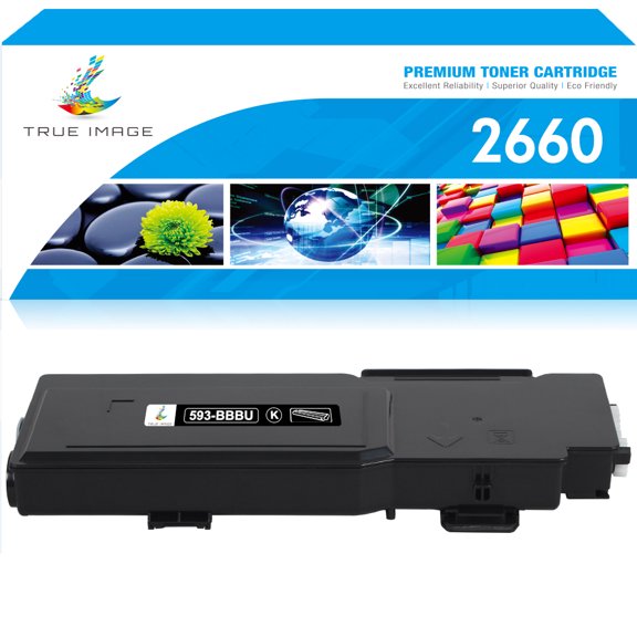 True Image 1-Pack Compatible Toner Cartridge for Dell 593-BBBU Work with Dell Color Laser Printer C2660dn C2665dnf (Black)