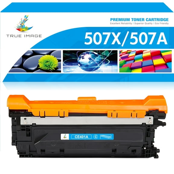 True Image 1-Pack Compatible Toner Cartridge for HP CE401A 507A Work with Enterprise 500 color M551dn M551xh MFP M575dn M575F M570dn Printer (Cyan)