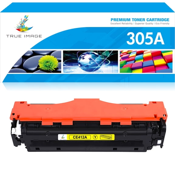 True Image 1-Pack Compatible Toner Cartridge for HP CE412A 305A Work with Pro 400 Color M451 MFP M475 CP2025 CM2320 Printer (Yellow)