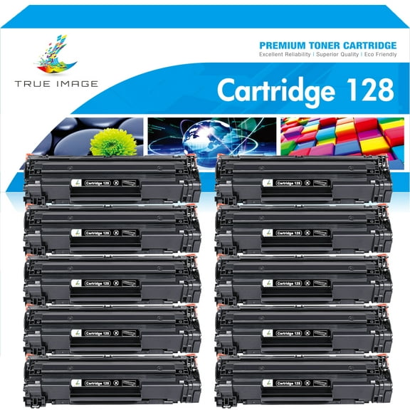 True Image 10-Pack CRG 128 Compatible for Canon 128 Toner Cartridge Black for Canon 128 imageCLASS MF4550 MF4570DN MF4770N D530 D550 FAXFHONE L100 L190 Printer (Black)