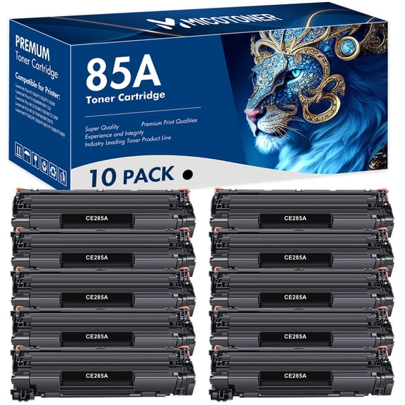 True Image 10-Pack Compatible Toner Cartridge for HP CE285A 85A for LaserJet Pro P1100 P1102 M1132 M1210 M1130 M1212 Printer (Black)