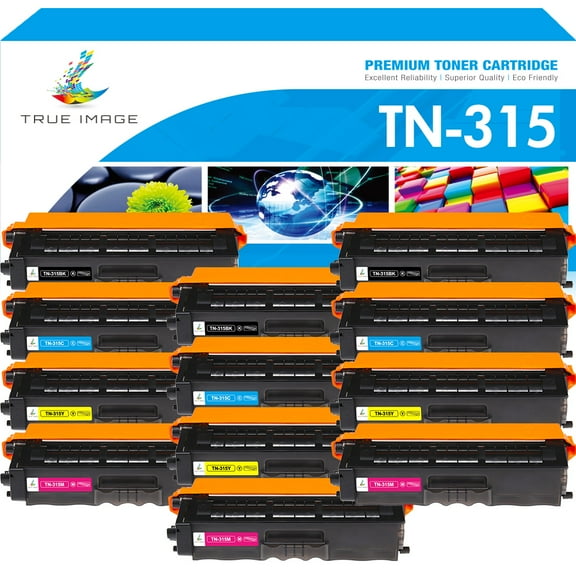 True Image 12-Pack Compatible Toner Cartridge for Brother TN315 TN-315 HL-4150CDN MFC-9560CDW HL-4570CDW MFC-9460CDN MFC-9970CD Printer (3*Black,3*Cyan,3*Magenta,3*Yellow)