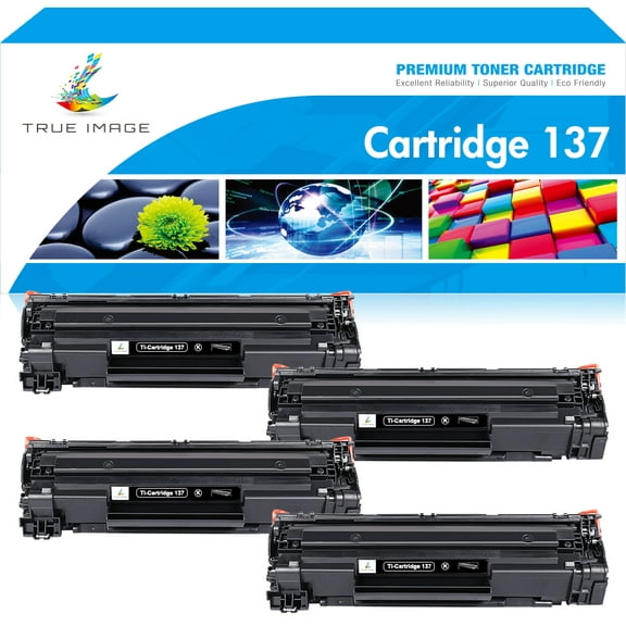 True Image 137 Toner Cartridge 4-Pack Compatible for Canon Cartridge 137 CRG-137 for Canon imageCLASS MF211 MF212w MF216n MF217w MF229dw MF247dw MF244dw D570 Satera MF224dw Printer Ink (Black)