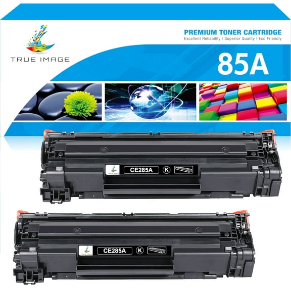 True Image 2-Pack Compatible 2500 Pages Jumbo Toner Cartridge for HP 85A CE285A LaserJet Pro P1102 P1109 Series P1102w P1109w MFP M1212 M1217 Series M1212nf M1217nfw(Black)