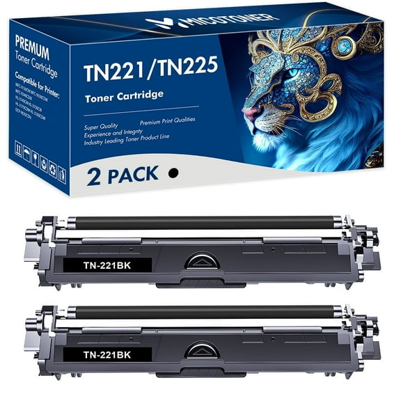 True Image 2-Pack Compatible Toner Cartridge for Brother TN-221 TN-221BK Work With HL-3140CW HL-3150CDW HL-3170CDW MFC-9130CW MFC-9330CDW DCP-9020CDW Printer Ink(Black)