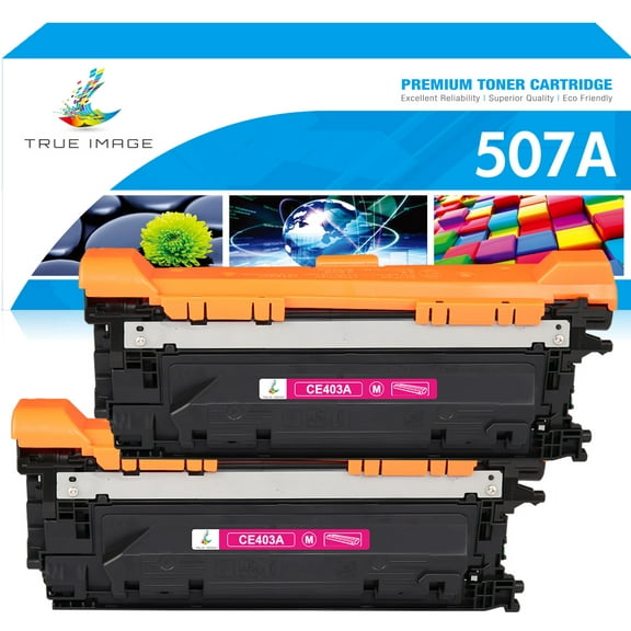 True Image 2-Pack Compatible Toner Cartridge for HP CE403A 507A Work with Enterprise 500 color M551dn M551xh MFP M575dn M575F M570dn Printer (Magenta)