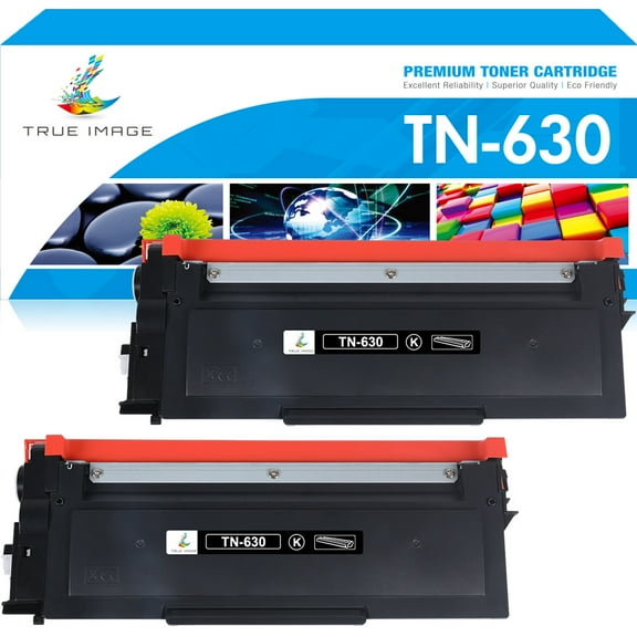 True Image 2-Pack Compatible Toner Cartridge Hign Yeild for Brother TN-630 TN630 Work with HL-L2340DW HL-L2300D MFC-L2700DW MFC-L2740DW DCP-L2540DW(Black)