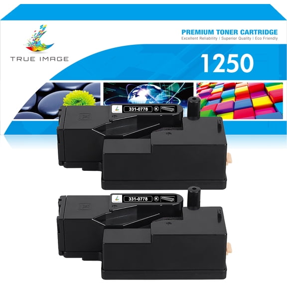 True Image 2-Pack Compatible Toner Cartridge for Dell 331-0778 Work with 1250C 1350CNW 1355CNW C1760NW C1765NFW Printer (Black)