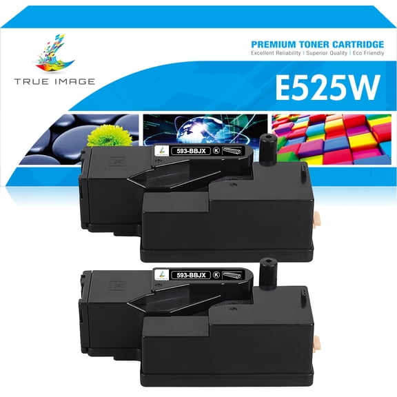 True Image 2-Pack Compatible Toner Cartridge for Dell 593-BBJX Work with Dell E525W Printer (Black)