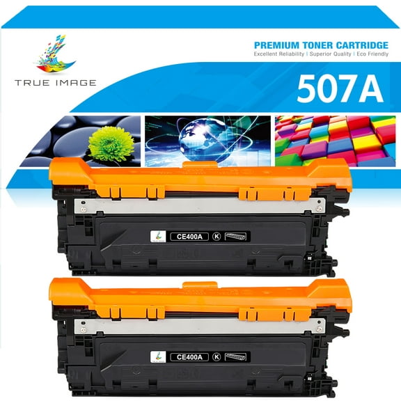 True Image 2-Pack Compatible Toner Cartridge for HP CE400A 507A Work with Enterprise 500 color M551dn M551xh MFP M575dn M575F M570dn Printer (Black)