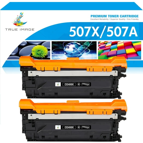 True Image 2-Pack Compatible Toner Cartridge for HP CE400X 507X Work with Enterprise 500 color M551dn M551xh MFP M575dn M575F M570dn Printer (Black)