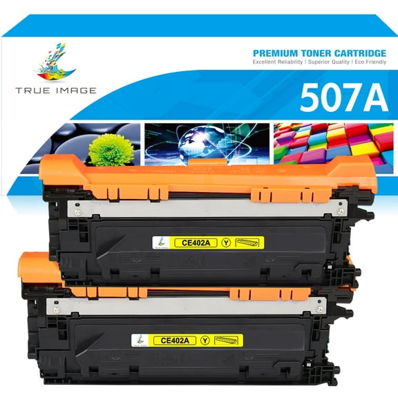 True Image 2-Pack Compatible Toner Cartridge for HP CE402A 507A Work with Enterprise 500 color M551dn M551xh MFP M575dn M575F M570dn Printer (Yellow)