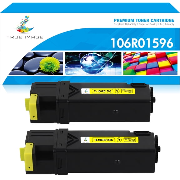 True Image 2-Pack Compatible Toner Cartridge for Xerox 106R01596 Work with Phaser 6500 6500N 6500DN WorkCentre 6505 6505N 6505DN Printer (Yellow)