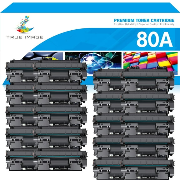 True Image 20-Pack Compatible Toner Cartridge for HP CF280A 80A LaserJet Pro M401a M401dn M401dw M401dne MFP M425dn M425dw Printer (Black)