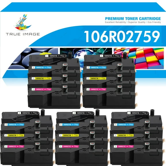 True Image 20-Pack Compatible Toner Cartridge for Xerox 106R02759 Phaser 6020 6022 WorkCentre 6025 6027 (5*Black,5*Cyan,5*Magenta,5*Yellow)