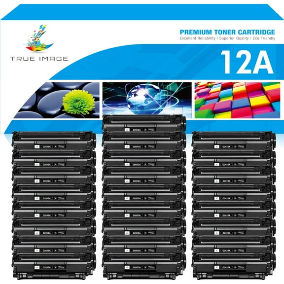 True Image 25-Pack Compatible Toner Cartridge for HP Q2612A 12A LaserJet 1012 1015 1018 3015 3020 3030 3050 3050z M1005MFP M1319MFP Printer (Black)