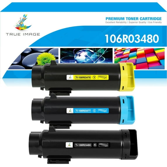 True Image 3-Pack Compatible Toner Cartridge for Xerox 106R03480 Phaser 6510N 6510DNM 6510DNI WorkCentre 6515N 6515DNM 6515DNI Printer (Black,Cyan,Yellow)