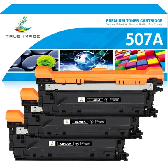 True Image 3-Pack Compatible Toner Cartridge for HP CE400A 507A Work with Enterprise 500 color M551dn M551xh MFP M575dn M575F M570dn Printer (Black)