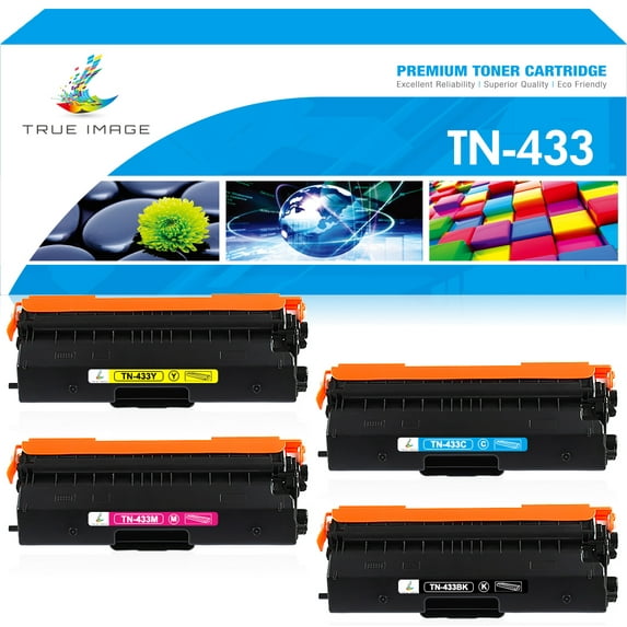True Image 4-Pack Compatible Toner Cartridge for Brother TN-433BK TN-433 Work with HL-L8260CDW HL-L8360CDW HL-L8360CDWT MFC-L8610CDW MFC-L8900CD Printer (Black,Cyan,Magenta,Yellow)
