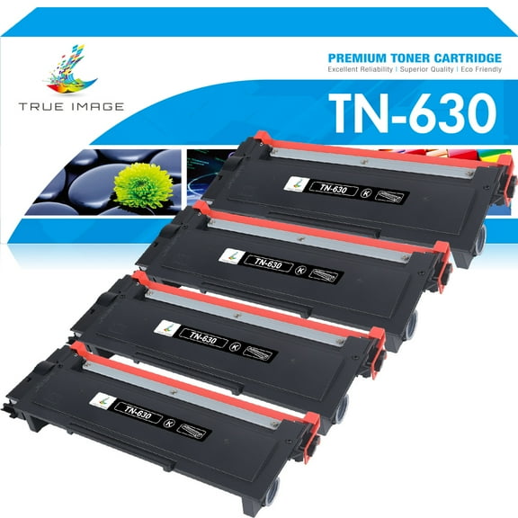 True Image 4-Pack Compatible Toner Cartridge Hign Yeild for Brother TN630 TN-630 TN 630 for Brother HL-L2300D L2380DW MFC-L2700DW DCP-L2540DW Printer Toner(Black)
