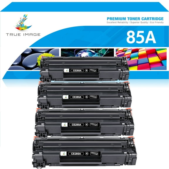 True Image 4-Pack Compatible Toner Cartridge Replacement for HP 85A CE285A Laserjet Pro P1102w P1109w M1212nf M1132 M1138 M1139 M1219nf M1217nfw Printer Ink(Black)