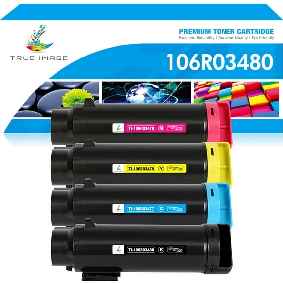 True Image 4-Pack Compatible Toner Cartridge for Xerox 106R03478 Phaser 6510N 6510DNM 6510DNI WorkCentre 6515N 6515DNM 6515DNI (Black,Cyan,Magenta,Yellow)