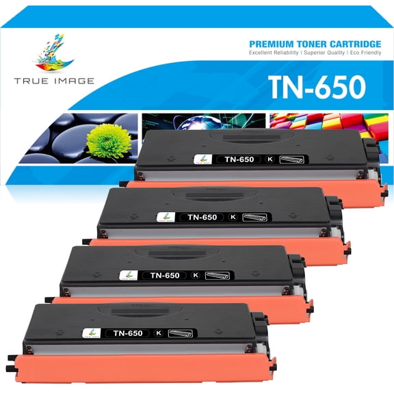 True Image 4-Pack Compatible Toner Cartridge for Brother TN-650 Work with HL-5340D HL-5370DWT MFC-8480DN MFC-8690DW DCP-8085DN Printer (Black)