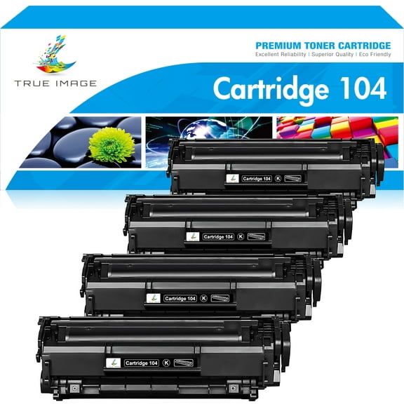 True Image 4-Pack Compatible Toner Cartridge for Canon 104 for imageCLASS D420 MF4150 MF4270 MF4350 MF4370 MF4690 FAXPHONE L90 Printer (Black)