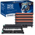 thumbnail image 1 of MICOTONER 5-Pack Compatible Toner TN-760 & Drum Unit DR-730 for Brother HL-L2370DW HL-L2350DW DCP-L2550DW MFC-L2730DW MFC-L2750DW Printer(Black 4*Toner 1*Drum), 1 of 8