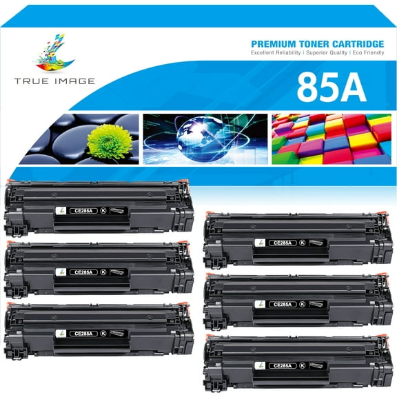 True Image 6-Pack Compatible Toner Cartridge Replacement for HP 85A CE285A Laserjet Pro P1102W P1109W M1212NF M1217NFW Printer(Black)