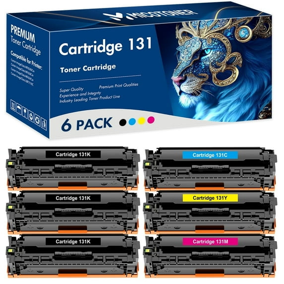 MICOTONER 6-Pack Compatible Toner Cartridge for Canon 131IIK imageCLASS MF8280Cw MF628Cw MF624Cw LBP7110C Printer (3*Black,Cyan,Magenta,Yellow)