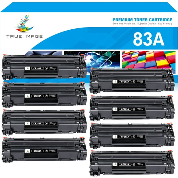 True Image 8-Pack Compatible Toner Cartridge with Chip for HP CF283A 83A Work with HP LaserJet Pro MFP M125rnw M126nw M126a M127fn M128fn M225dw Printer (Black)