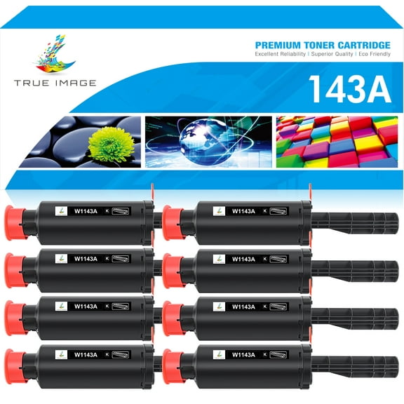 True Image 8-Pack Compatible Toner Cartridge for HP W1143A 143A Work with HP Neverstop Laser 1001nw MFP 1201w 1202w Printer (Black)