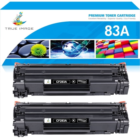 True Image 83A 83X Toner Cartridge with Chip Compatible for CF283A 83A Work with LaserJet Pro MFP M125rnw M126nw M126a M127fn M128fn M225dw Printer (Black, 2-Pack)