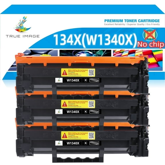 True Image NO CHIP Compatible Toner Cartridge Compatible for HP 134X W1340X W1340A 134A LaserJet M209 MFP M234dw M234sdn M234sdw Printer Ink(Black 3-Pack)