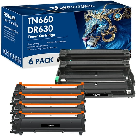 MICOTONER Compatible TN660 Toner Cartridge & DR630 Drum Unit for Brother HL-L2300D DCP-L2500D MFC-L2705DW (Black 4*Toner 2*Drum)