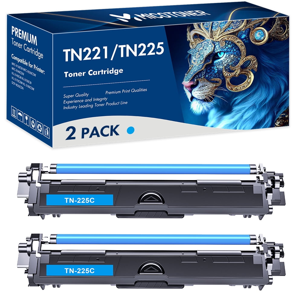 2-Pack TN-225 Cyan Toner Cartridge For Brother MFC-9130CW MFC-9330CDW MFC-9340CDW