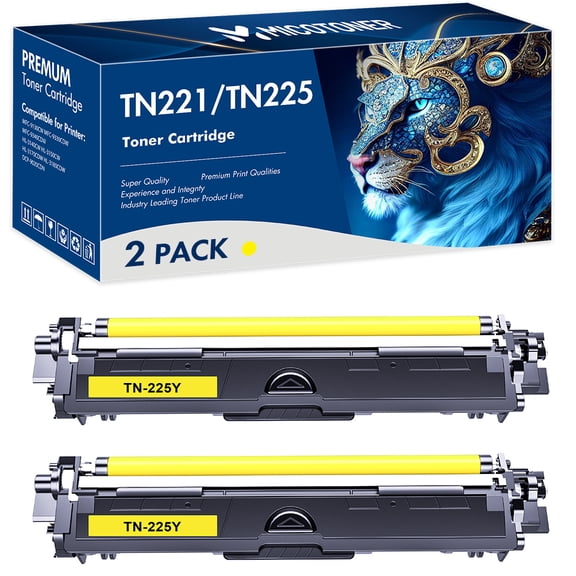 True Image Compatible Toner Cartridge for Brother TN-225 TN-225Y Work With HL-3140CW 3142CW 3150CDW 3152CDW 3170CDW 3172CDW MFC-9130CW 9140CDN 9330CDW 9340CDW DCP-9020CDW(Yellow 2-Pack)