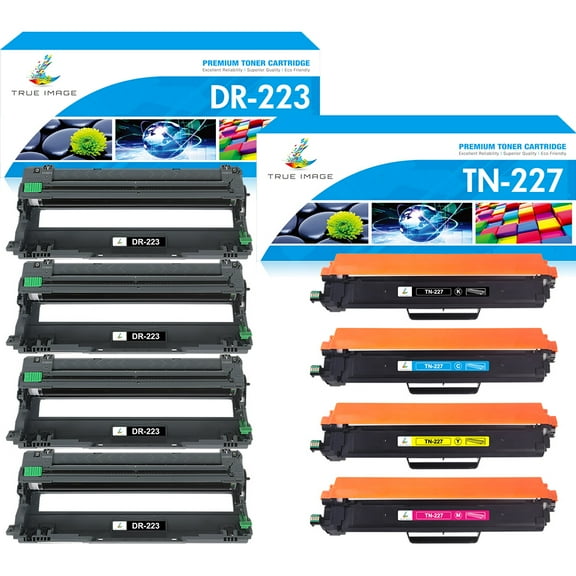 True Image Compatible Toner Cartridge for Brother TN-227 TN227 DR-223CL MFC-L3710CW/L3750CDW/L3770CDW HL-L3270CDW/L3210CW/L3230CDW/L3230CDN/L3290CDW (Black 8-Pack)