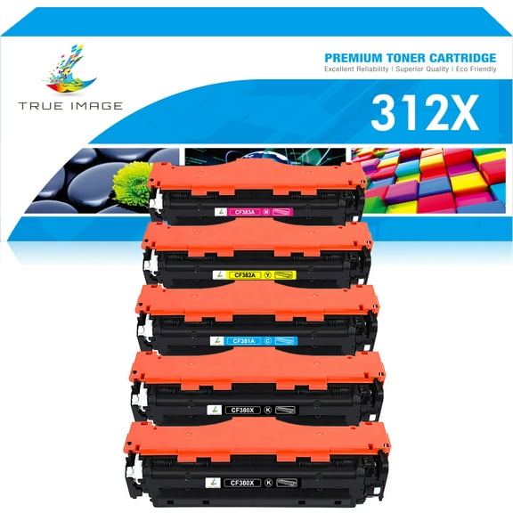True Image Compatible Toner Cartridge for HP 312A 312X CF380A CF381A CF382A CF383A Set LaserJet Pro MFP M476nw/M476dn/M476dw (2 * Black,Cyan,Magenta,Yellow 5-Pack)