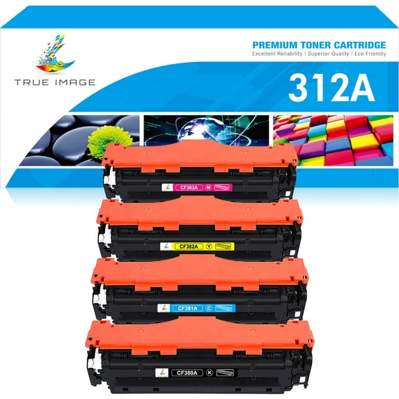 True Image Compatible Toner Cartridge for HP 312A 312X CF380A CF381A CF382A CF383A Set LaserJet Pro MFP M476nw/M476dn/M476dw (Black,Cyan,Magenta,Yellow 4-Pack)