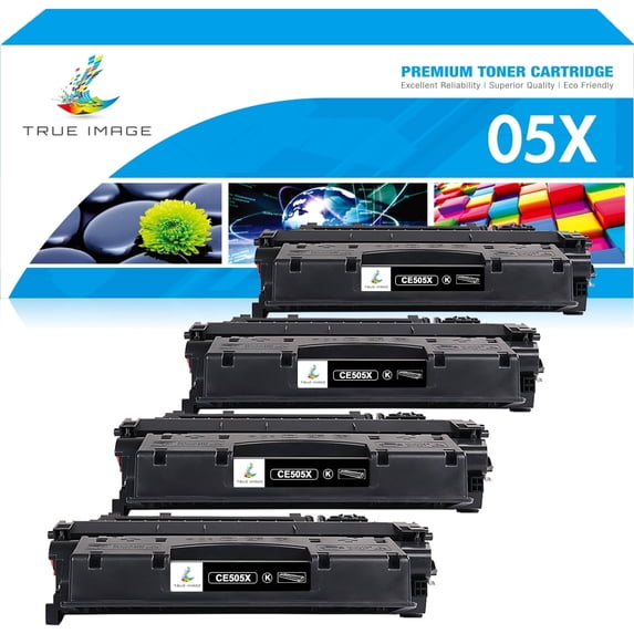 True Image Toner Cartridge Hign Yeild for CE505X 05X Work with Laserjet P2050 P2055 P2055d P2055dn P2055x 2053 2054 2055 2056 2057(Black 4-Pack)