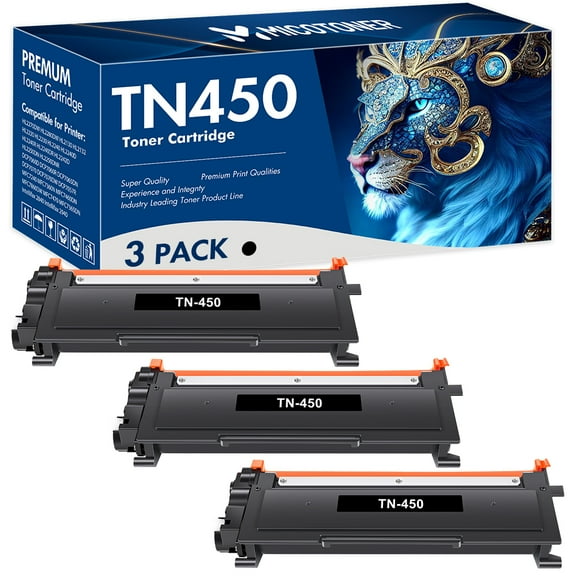True Image Compatible Toner Cartridge Replacement for Brother TN-450 TN450 TN420 High Yield works with Brother HL-2220 2230 2240 2270, MFC-7360 7460DN 7860DW DCP-7060 7070DW(Black 3-Pack)
